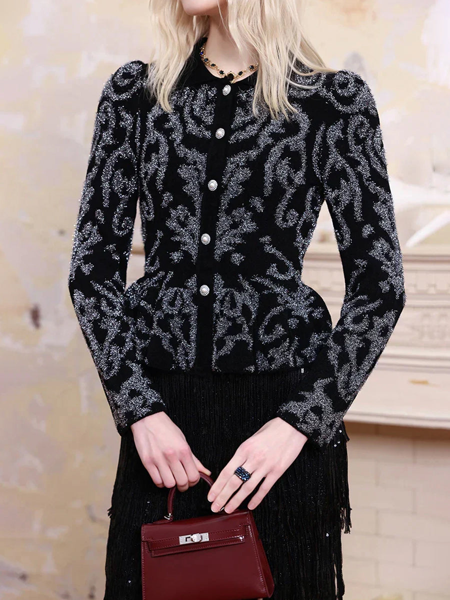 Velvet Long Sleeve Front Button Blouse