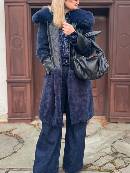 Contrast Leather With Plush