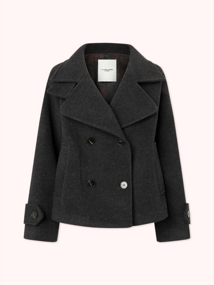 DOUBLE-STRAP COAT WITH PEAK COLLAR