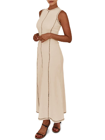Contrast Stitch Ribbed Knit Dress