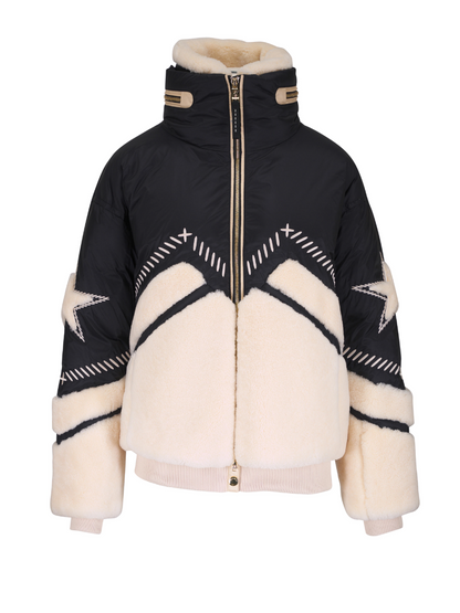 Black & Cream Down Ski Jacket