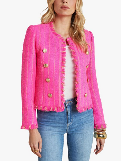 Tweed Jacket in Shocking Pink & Gold Stripe