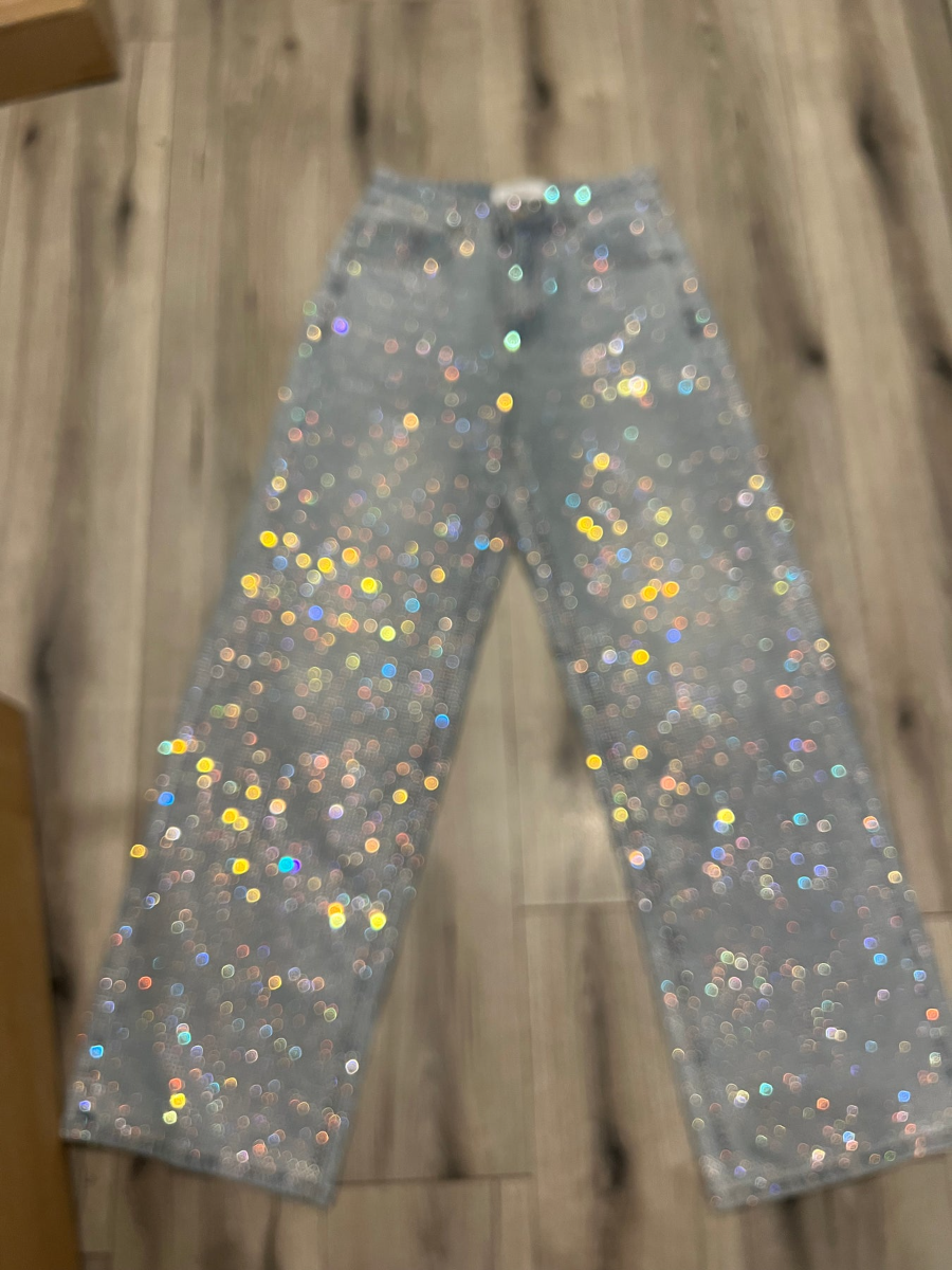 Diamond Wide Leg Sparkle Covered Jeans