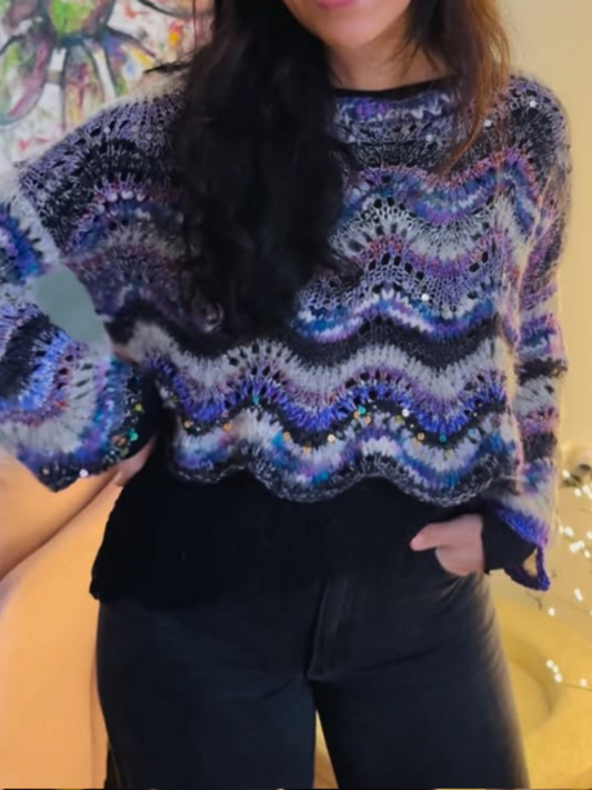 Elegant Sequin Wave Sweater