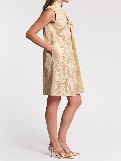 Sleek Neck Bows Sleeveless Mini Dress