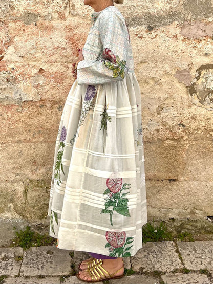 Embroidered Printed Loose Cotton Dress