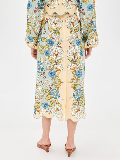 Floral Print Scalloped Hem Two Pieces Dress