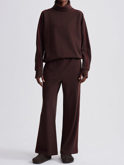 Elegant Turtleneck Striped Two Pieces Set