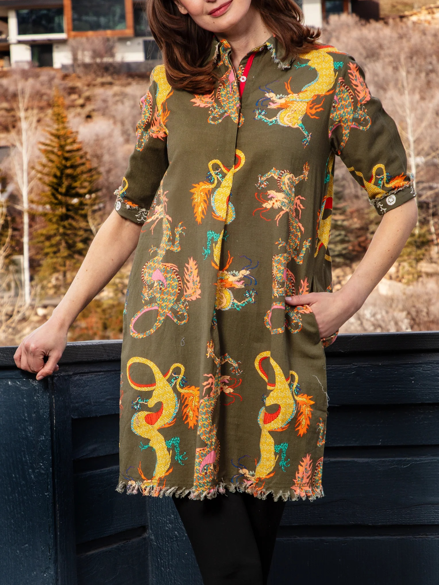 Mystic Dragon Print Mini Dress