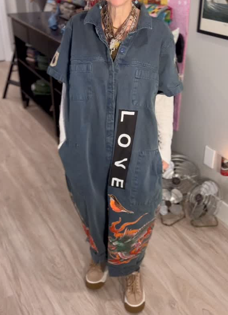 Chic Dragon Denim Jumpsuit