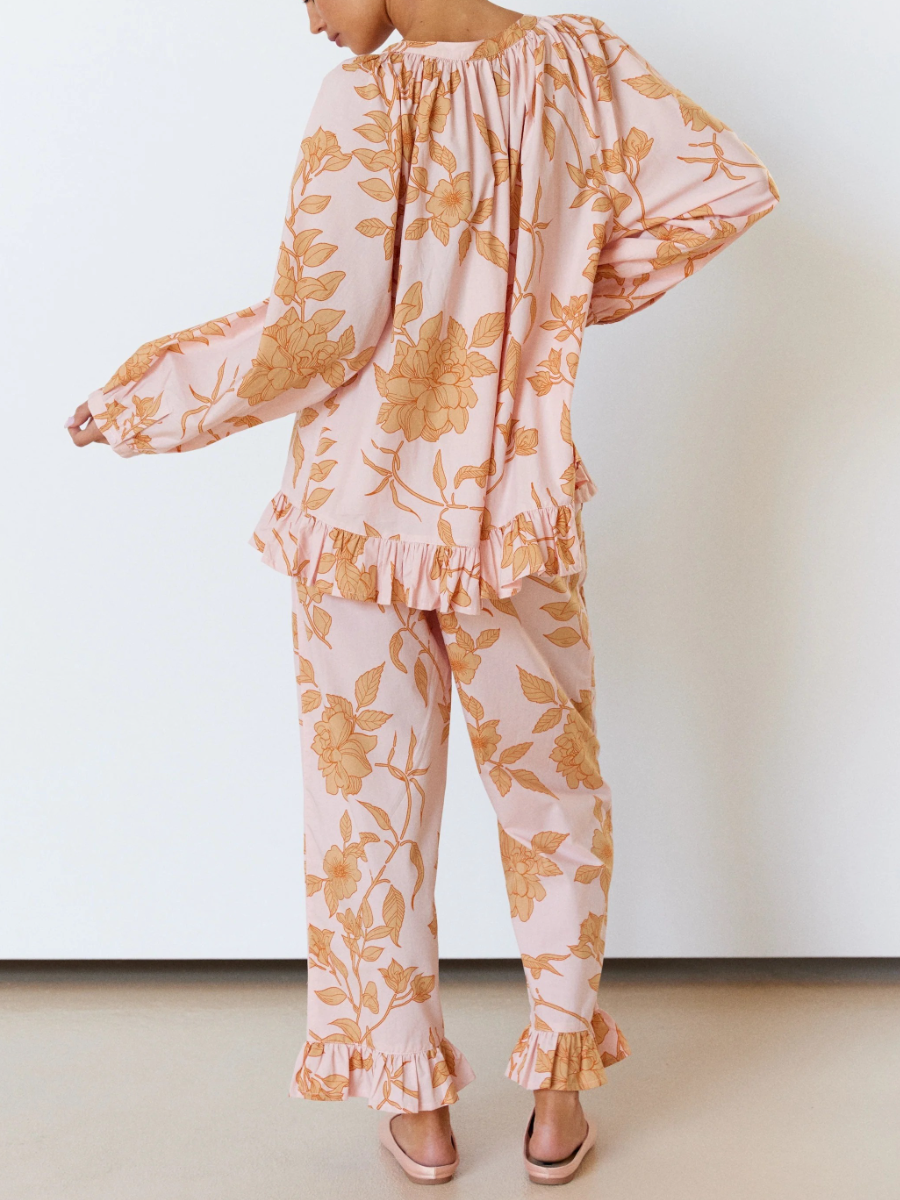 Floral Ruffle Cutout Two-Piece Set