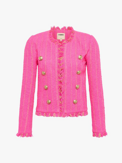 Tweed Jacket in Shocking Pink & Gold Stripe