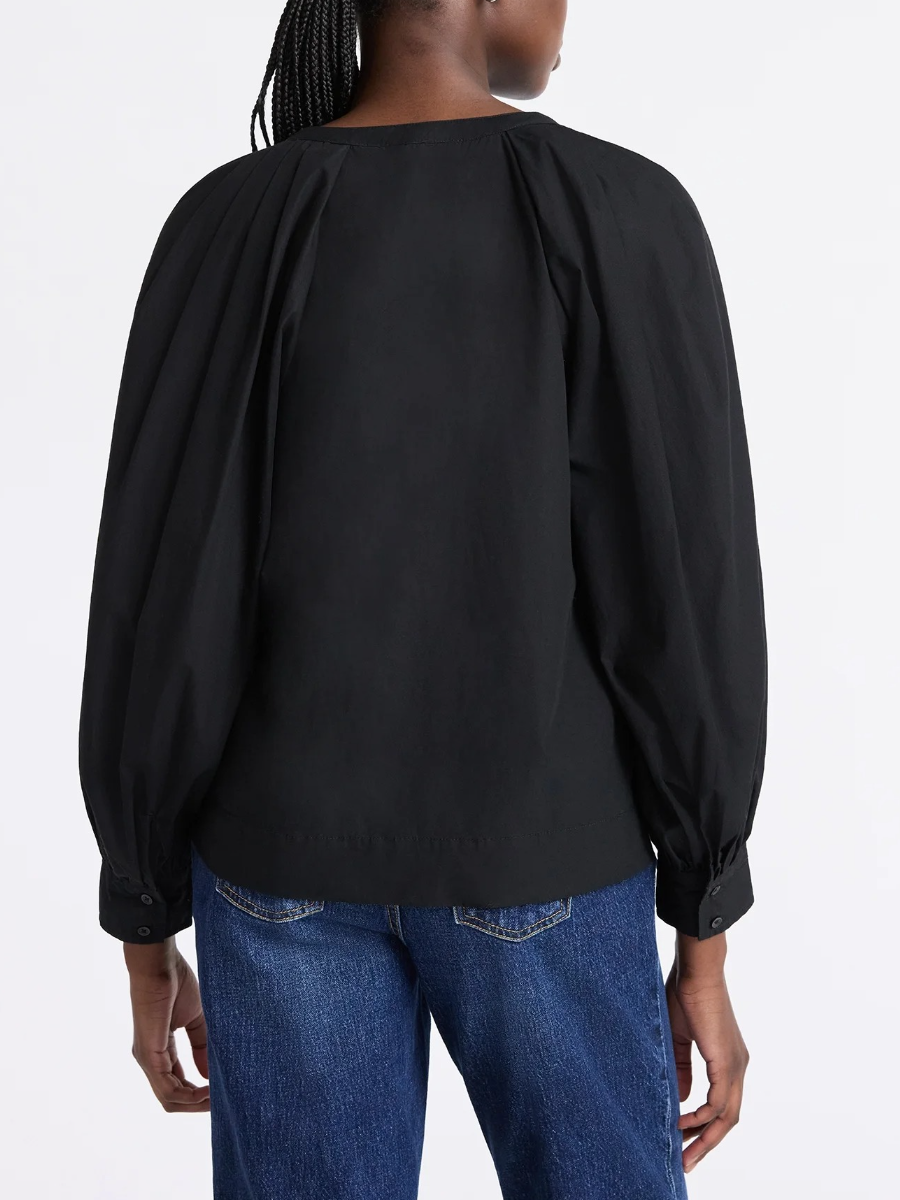 Women's Cotton Pleat Neck Shirt