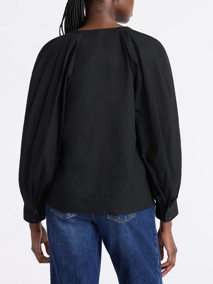 Women's Cotton Pleat Neck Shirt