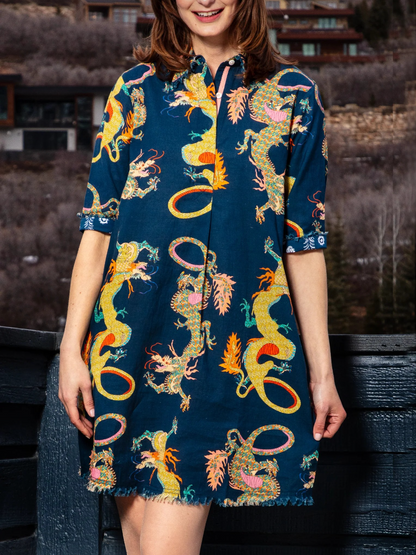 Mystic Dragon Print Mini Dress