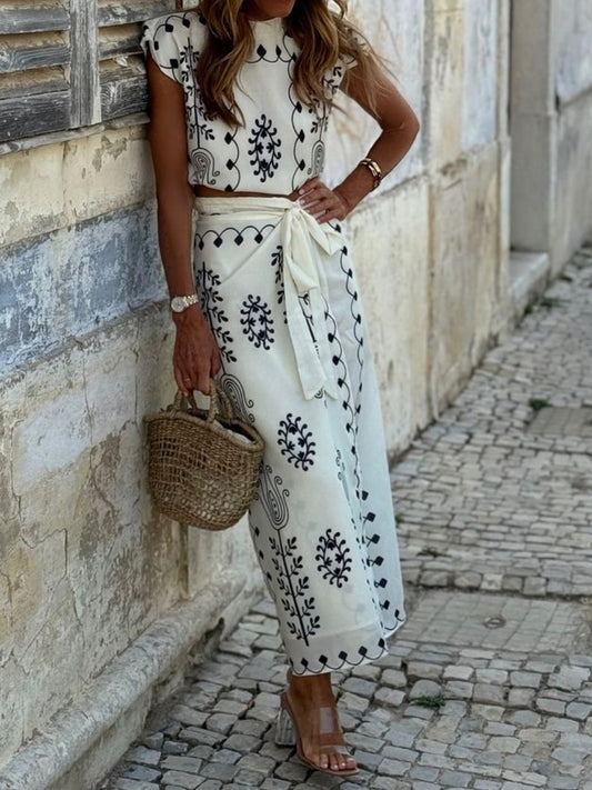 Fashion Print Holiday Two-Piece Dress