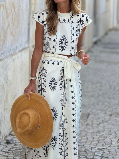 Fashion Print Holiday Two-Piece Dress