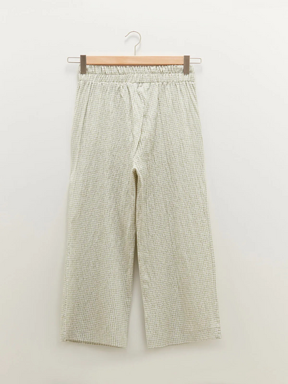 Elastic Waist High Waist Loose Fit Plaid Pants