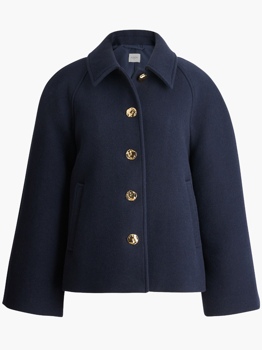 Cropped Wool-blend Swing Coat