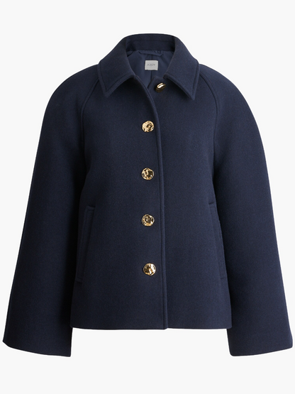 Cropped Wool-blend Swing Coat