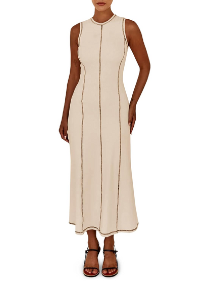 Contrast Stitch Ribbed Knit Dress