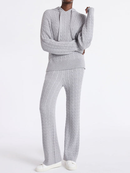 Cable Knit Hoodie Sweater & Pants