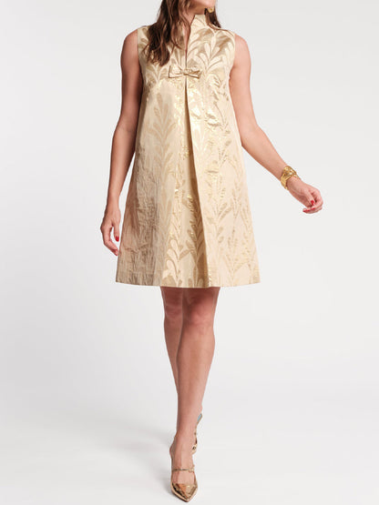 Sleek Neck Bows Sleeveless Mini Dress