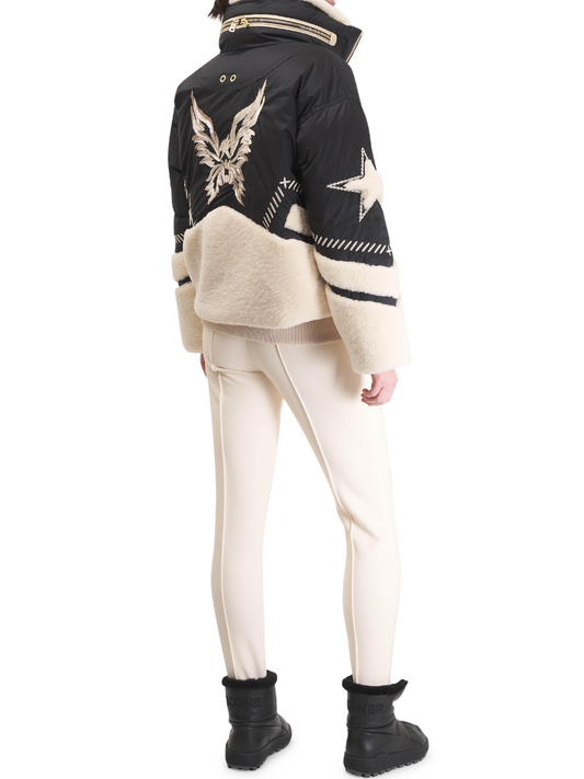 Black & Cream Down Ski Jacket