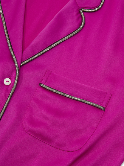 Satin Pajama Set With Sparkle Trim