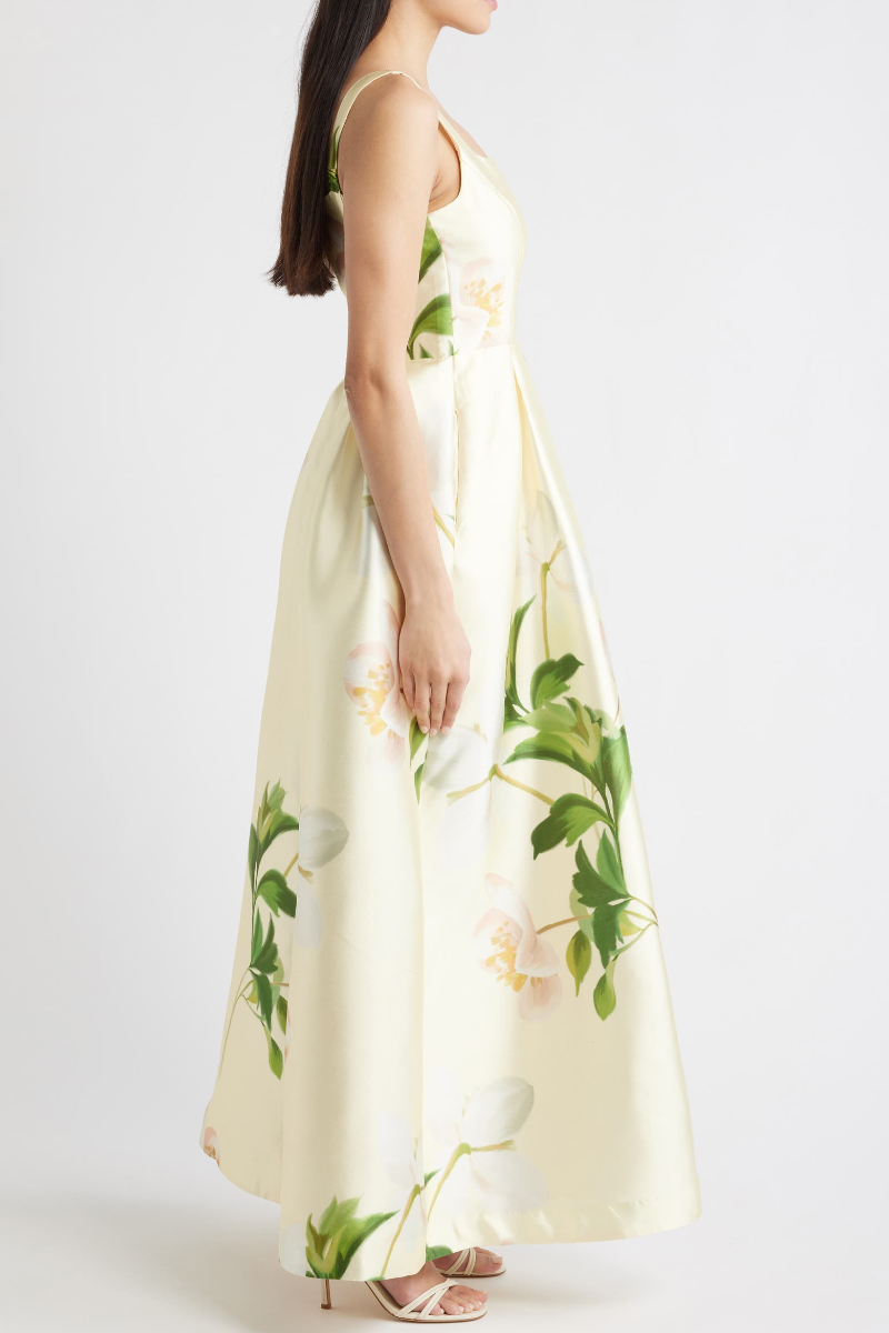 Floral Mikado Fit & Flare Gown