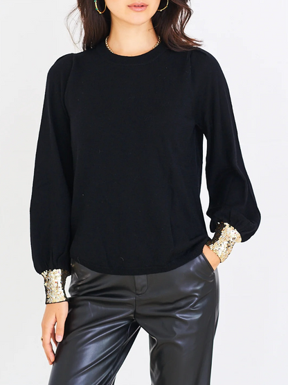 New Sequin Cuff Merino Top