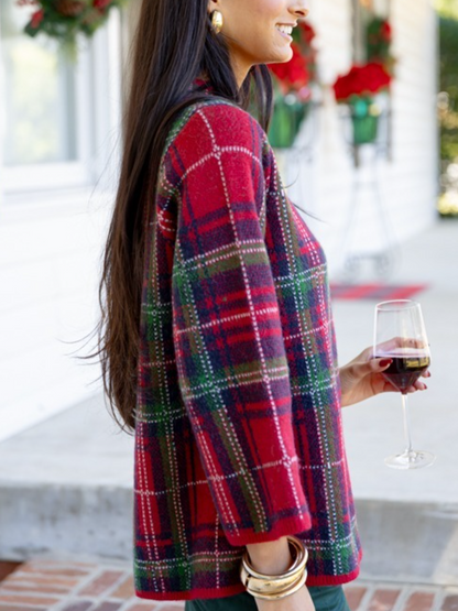 Plaid Mock Neck Sweater
