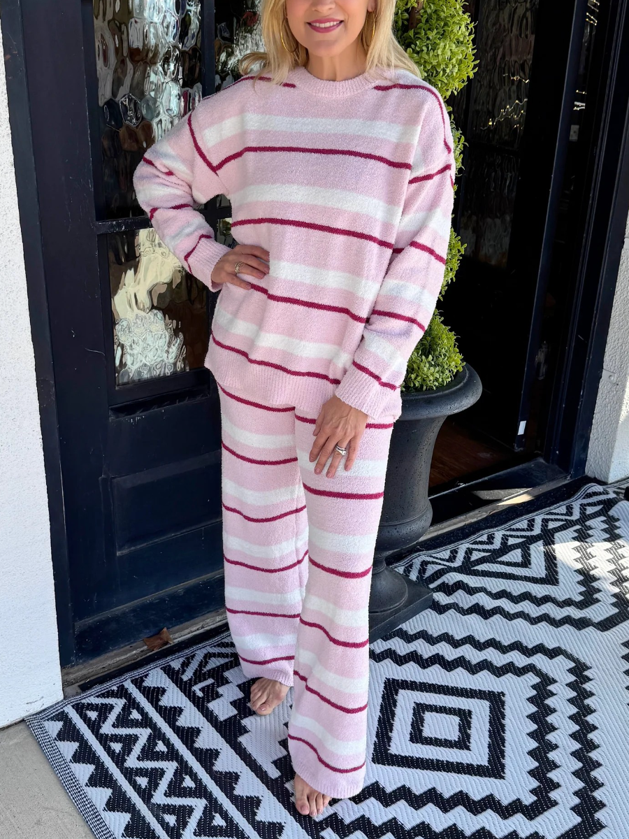 Striped Fuzzy Lounge Set