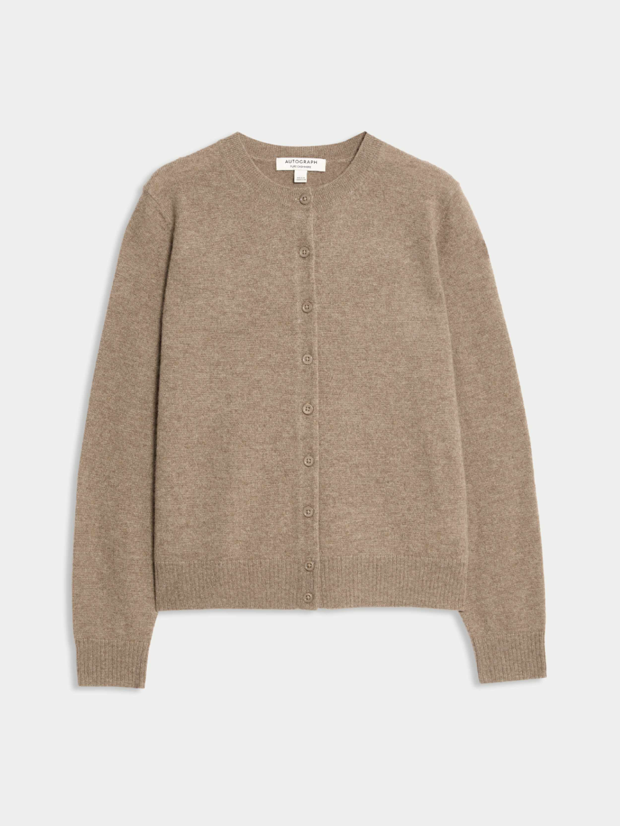 Pure Cashmere Crew Neck Relaxed Cardigan