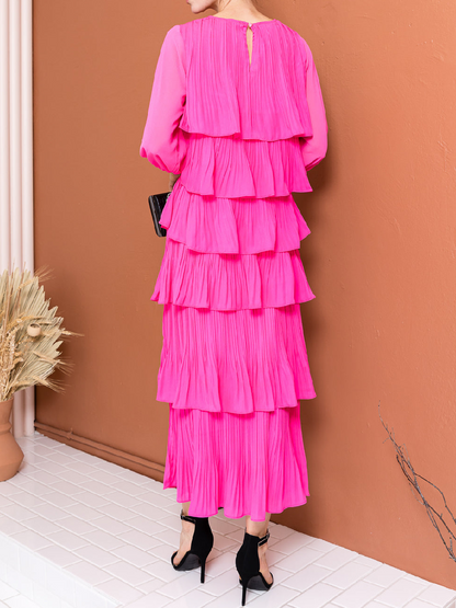 Pleated Gauze Set Dress