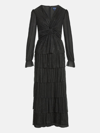 Women's and Women's Plus Glitter Ruffle Maxi Dress