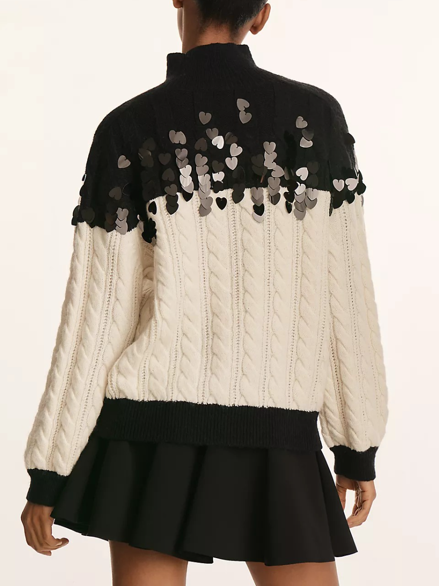 Colorblock Sequin Chunky Sweater