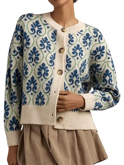 Open Front Long Sleeve Button Down Knit Sweater