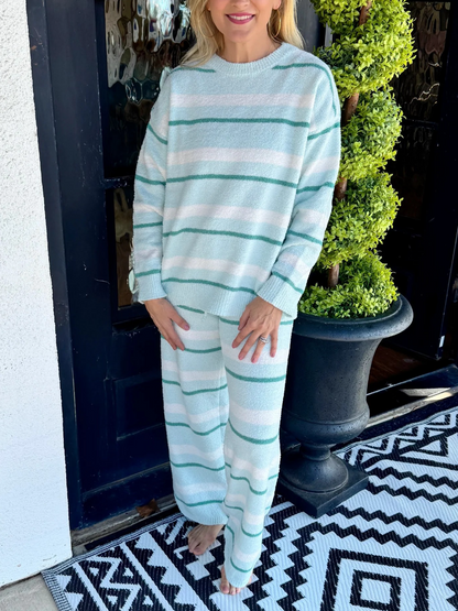 Striped Fuzzy Lounge Set