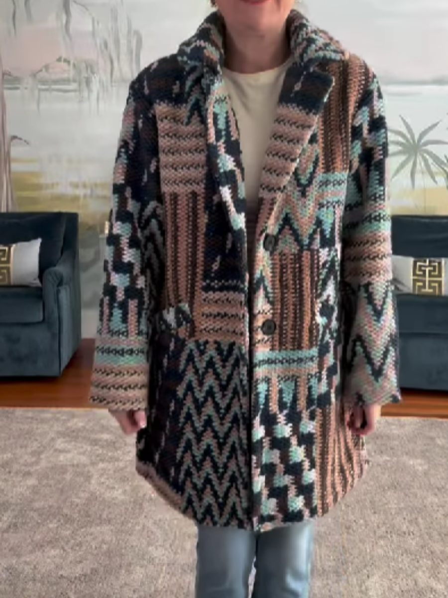 Knitted Multicolor Printed Jacket