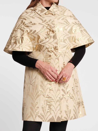 Printed Bow Ties Caplet Sleeves Jacket