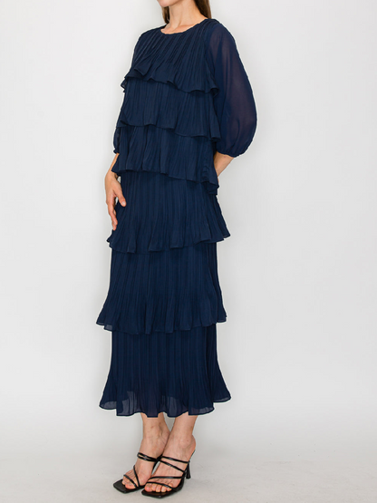 Pleated Gauze Set Dress
