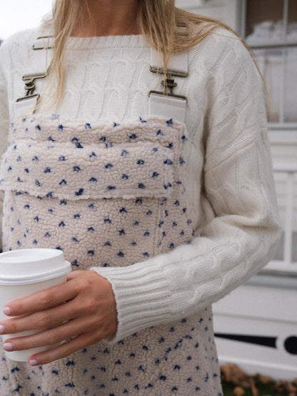 Elasticated Adjustable Straps Printed Sherpa Overalls