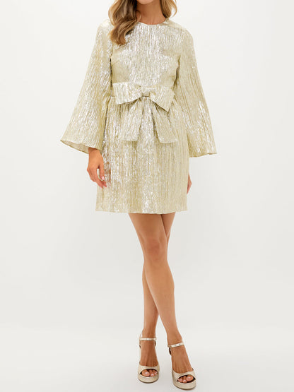 Bow Detail Bell Sleeves Mini Dress