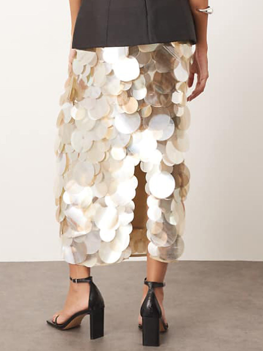 Mirror Paillette Fashion Maxi Skirt