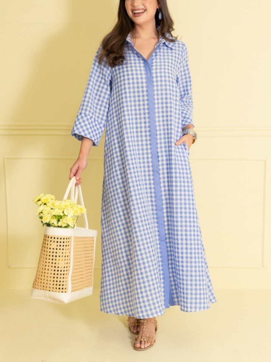 Gingham Collared Maxi Dress
