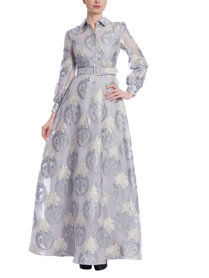 Jacquard Belted Shirt Gown