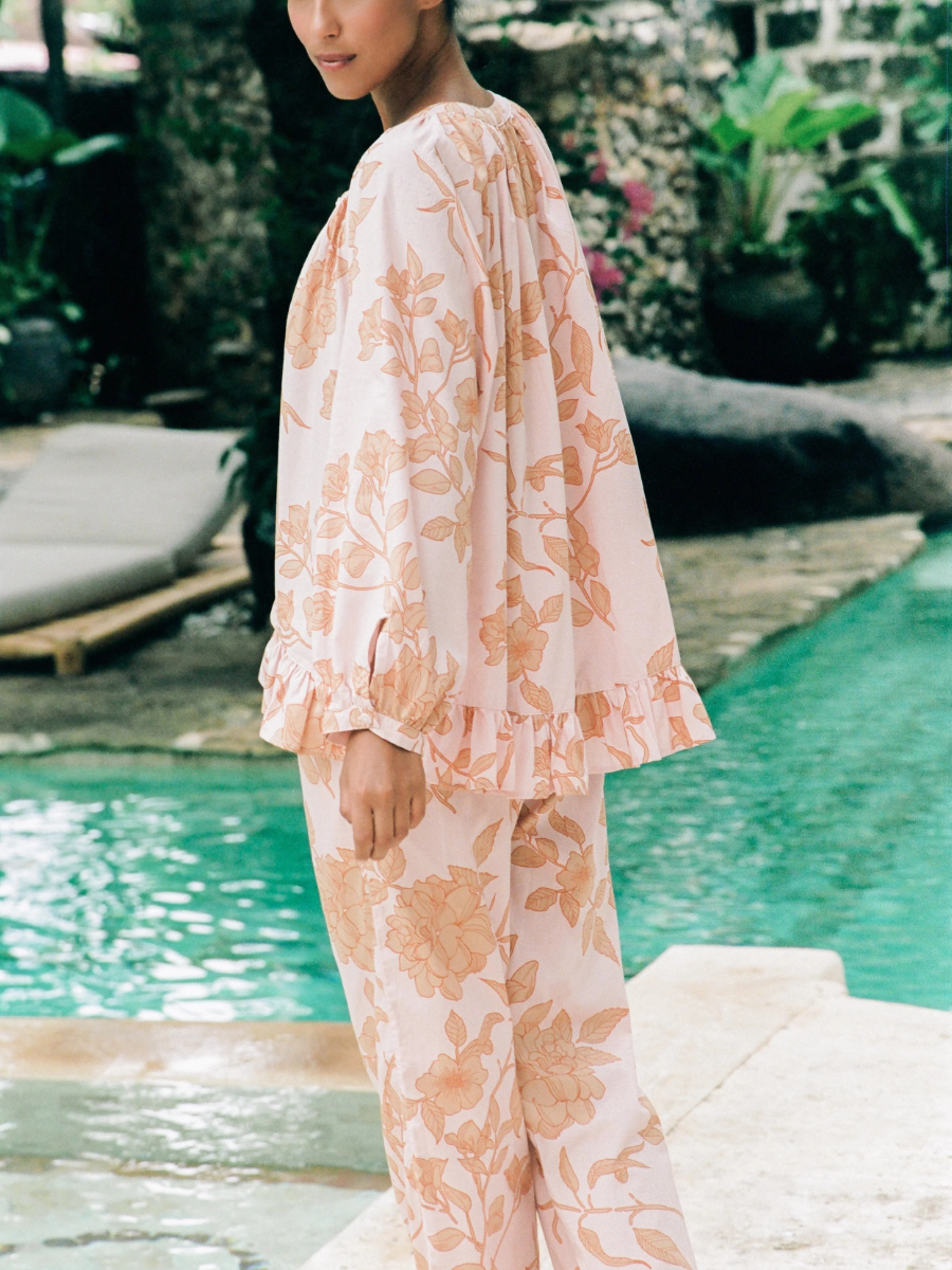 Floral Ruffle Cutout Two-Piece Set