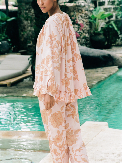 Floral Ruffle Cutout Two-Piece Set