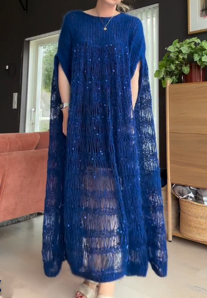 Chic Sequin Knit Kaftan Dress